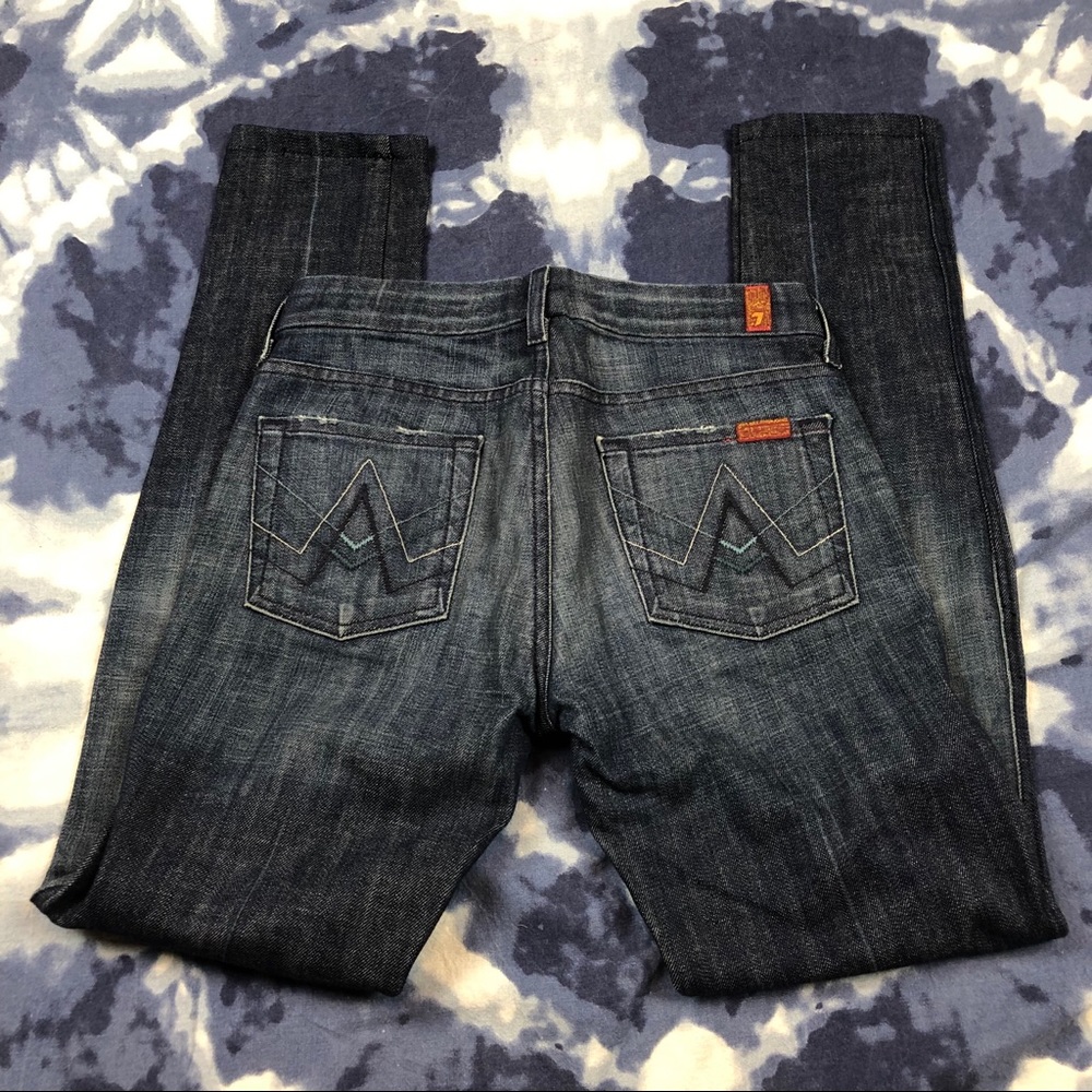 7FAM A Pocket SkinnyJeans size 26 dark wash